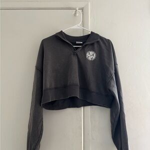 Gymshark Charcoal Cropped Hoodie